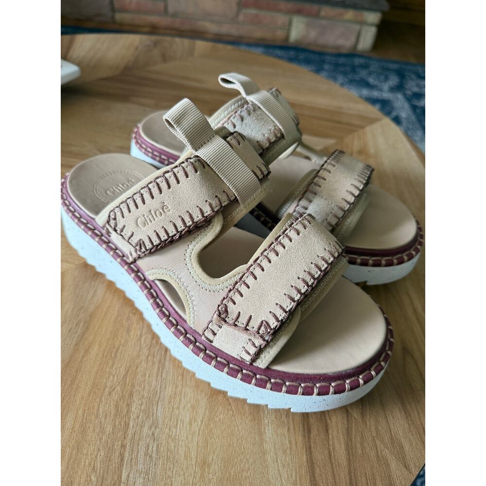 CHLOE Lilli Sporty Suede Platform Slide Sandals Sz. 40 - Picture 5 of 9